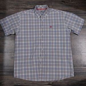 Cinch Mens L Short Sleeve Multicolor Plaid Shirt Western Cowboy Rodeo Shirt